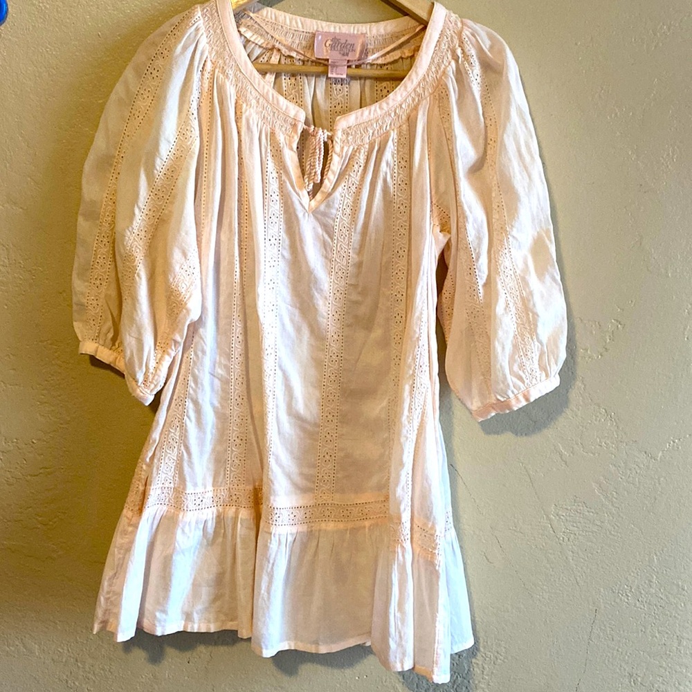 H&M By‎ Garden Collection Womens size 2 Tunic Cover Up Eyelet Embroidery Organic